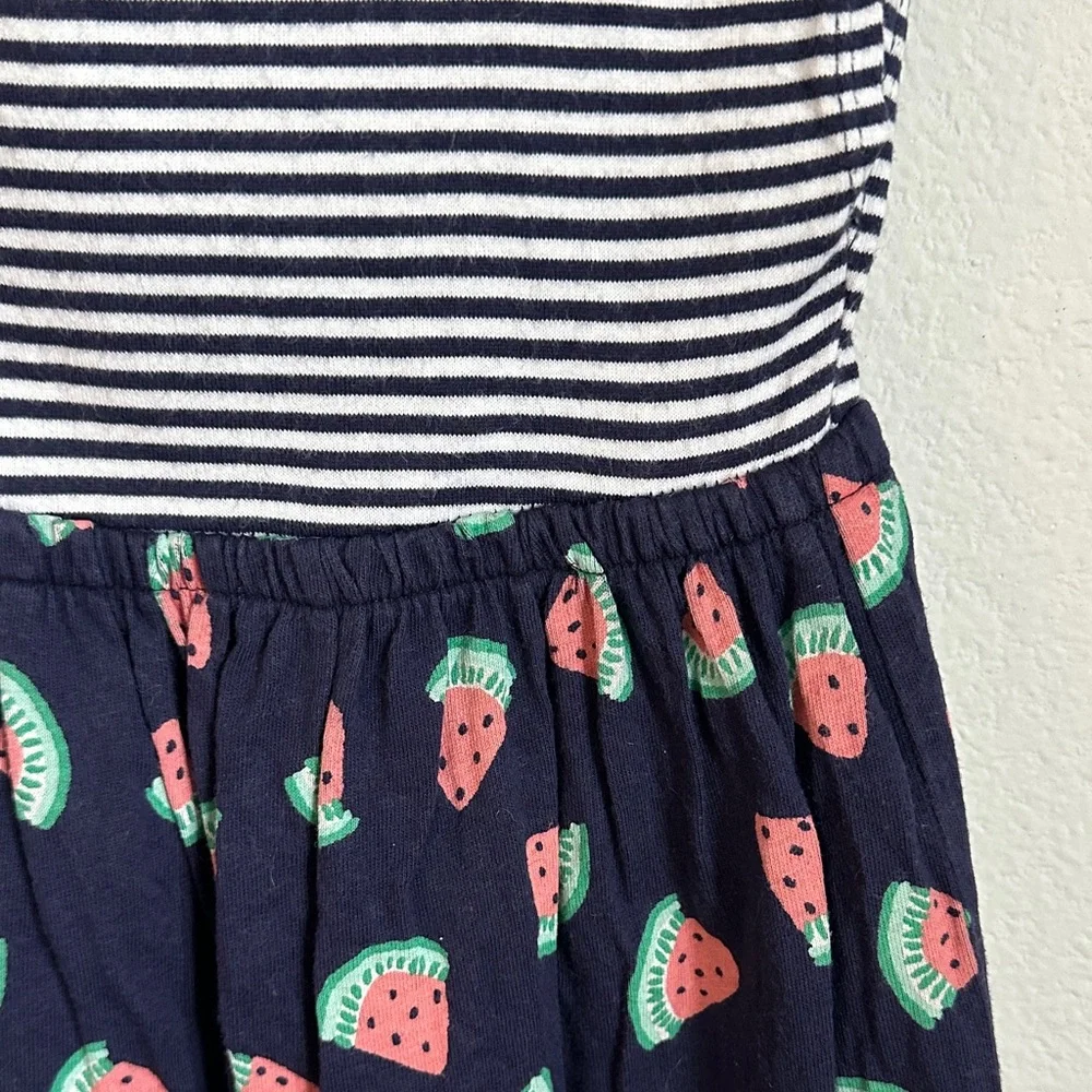 Girls Navy Watermelon Print Striped Dress